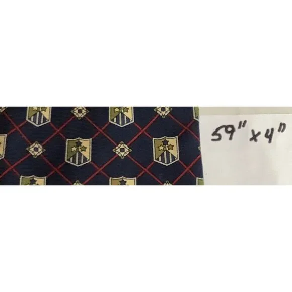 Tommy Hilfiger 100% Silk Mens Tie With Shield Pattern 59" X 4" Made In Italy - Picture 5 of 5